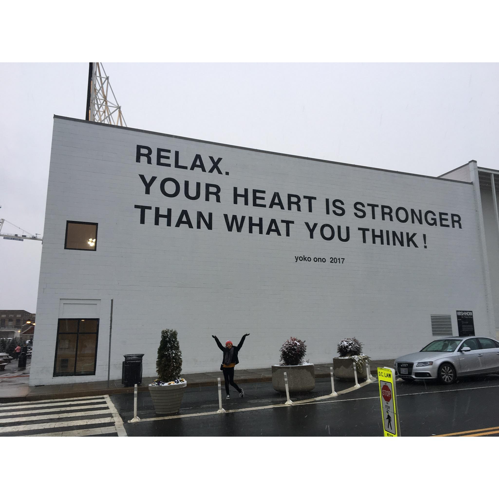 Washington, D.C. — Spontaneous trip b/c we found $99 roundtrip airfare. What we saved in airfare, we spent on food. Verdict: the food was OK. We loved the monuments. + Can't resist public word art!