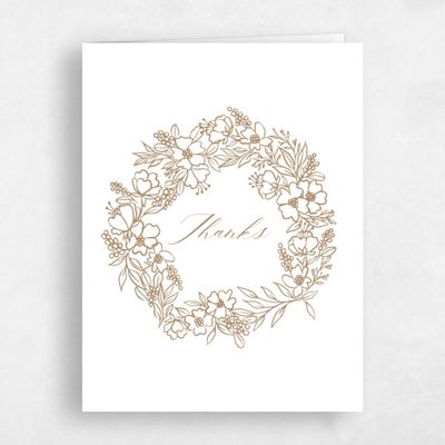 Metallic Bronze, Brown Wedding Thank You - Mira Portrait Letterpress