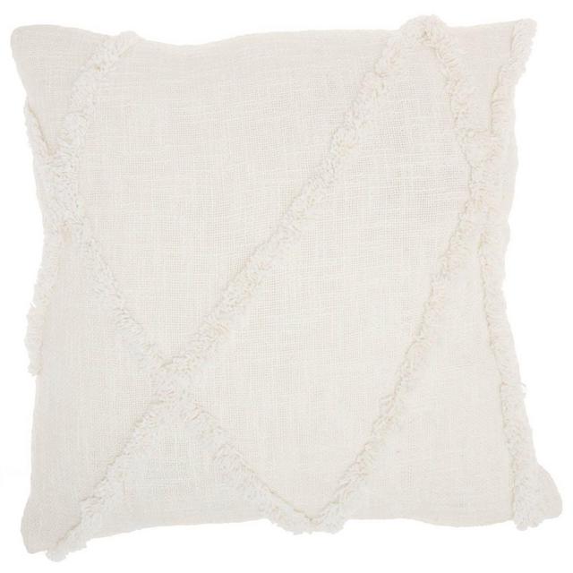18"x18" Distressed Diamond Throw Pillow White - Mina Victory