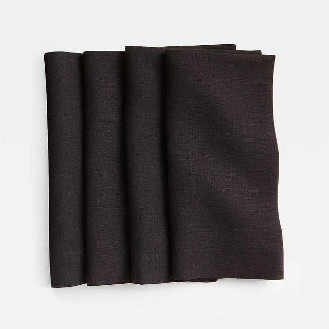 Marin Ink Black European Flax ®-Certified Linen Napkin, Set of 4