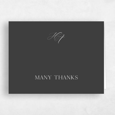 Dark Charcoal, Black Wedding Thank You - Brixen Landscape