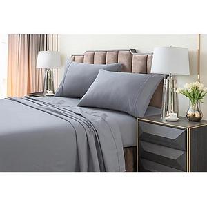 Tribeca Living 220 GSM Solid Flannel Queen Sheet Set in Grey