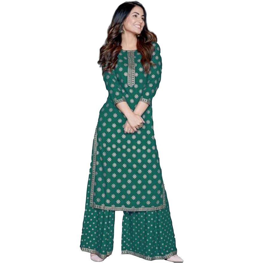 This kurti and pant set can be worn on Haldi or Mehendi Ceremony (Amazon)