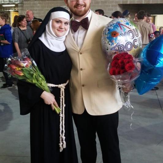 Isabelle as Sister Sophia and Zach as Uncle Max (The Sound of Music). The one and only play Isabelle’s ever done and one of many that Zach’s performed in.
