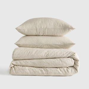 (Willowleaf/white Stripe option!) European Linen Duvet Cover Set - Full/Queen