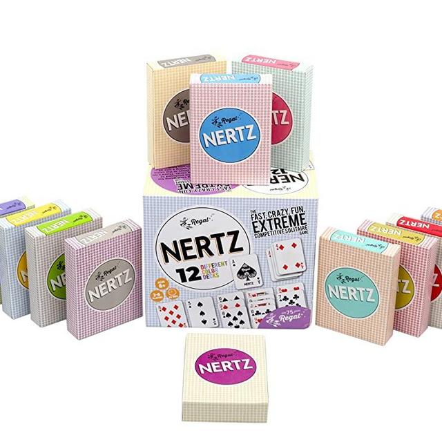 Regal Games - Nertz - Competitive Solitaire - Fast, Crazy, Fun, Extreme Card Game - 12 Multi-Colored Decks
