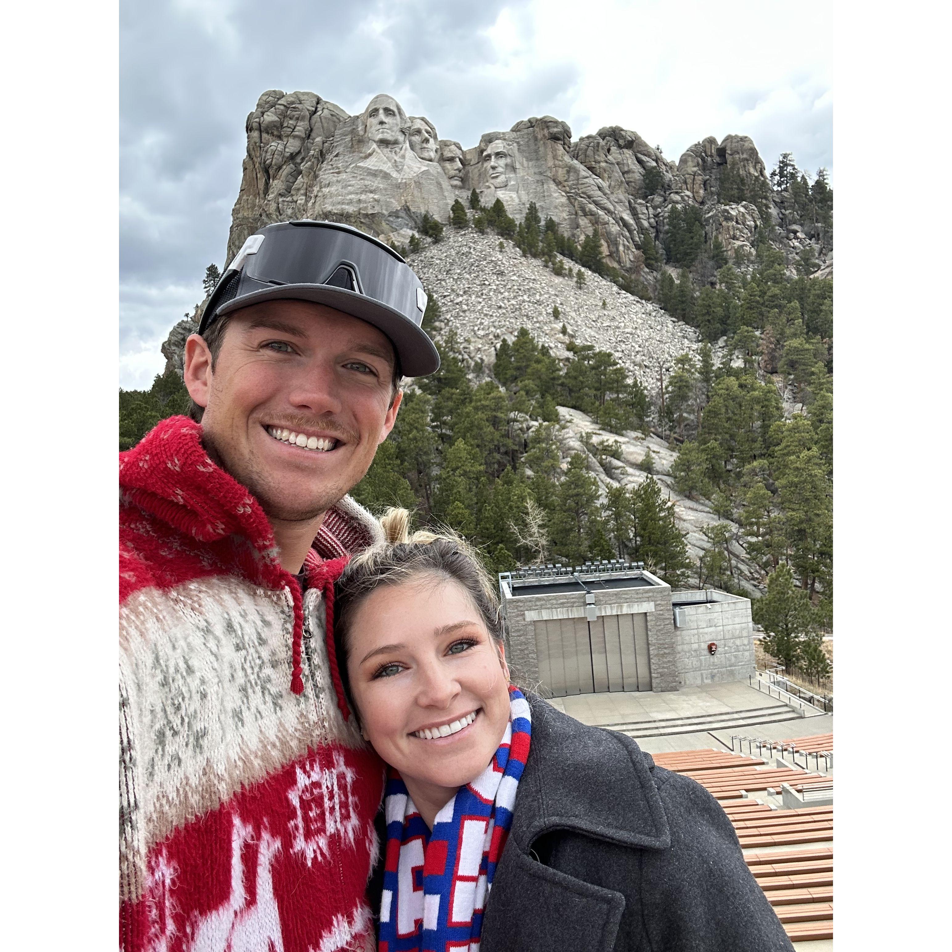 Our friends at Mt Rushmore *taking Miles back to WI*