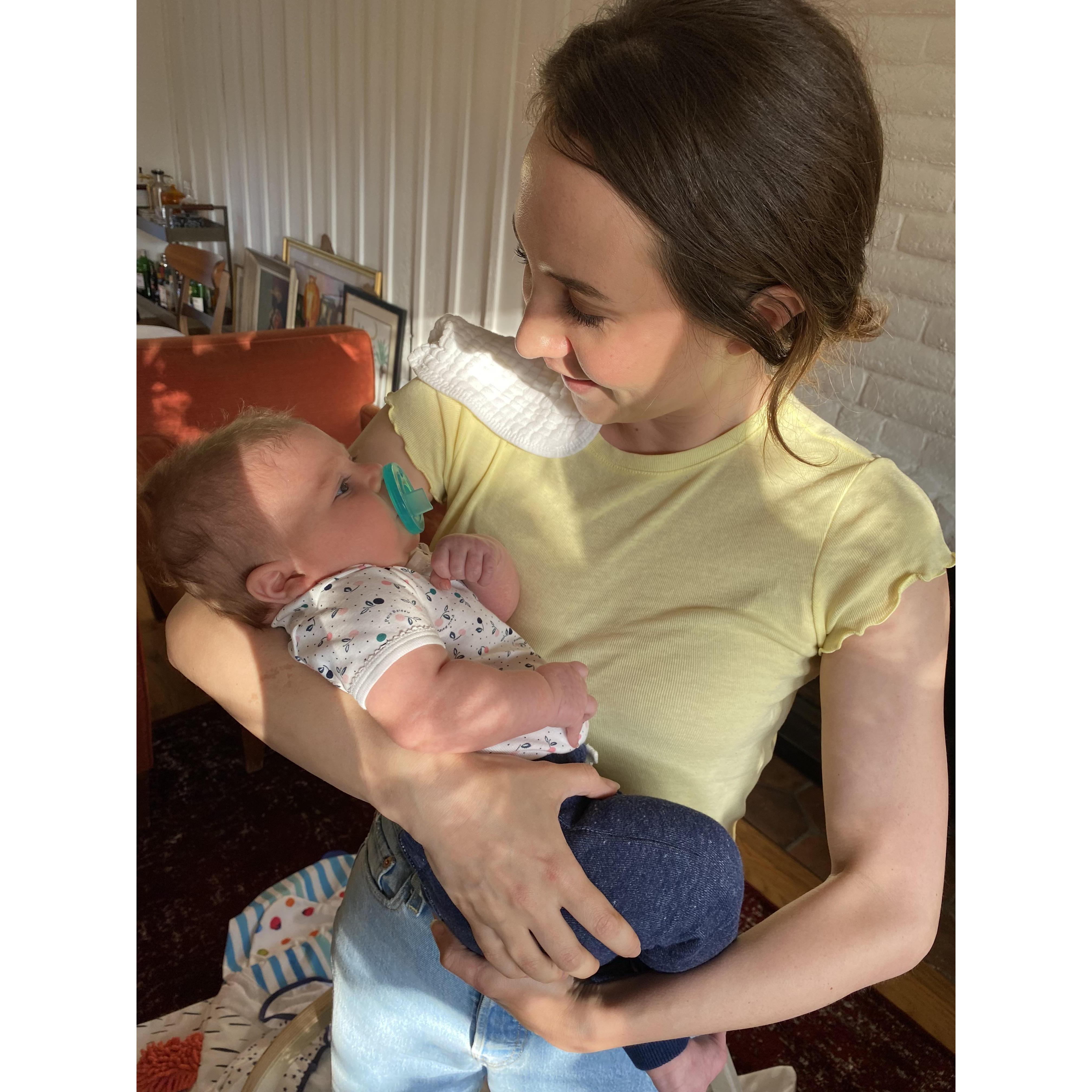 Alyssa's first time meeting sweet Romi (Dena and Jacob Tobis' daughter)