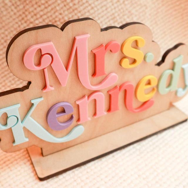 Personalized Teacher Name Sign | Teacher Desk Name Sign | Desk Name Plate | Custom Teacher Gift | Teacher Apple Sign | Custom Desk Name Sign