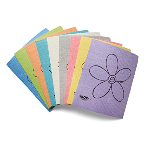 Skoy Cloth - 8 Pack - Eco-Friendly Swedish Dishcloth - Assorted Colors/Flower Design - Plastic Free Packaging…