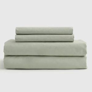 Classic Organic Percale Sheet Set (with Flat Sheet) | Color: Sage | Size: King