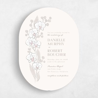 Beige Oval Wedding Invitation - Orchidea Portrait