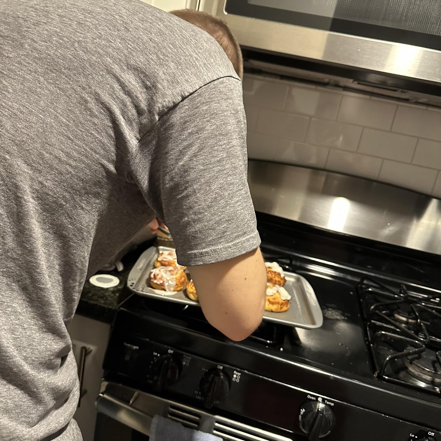 Andrew showing off his baking skills