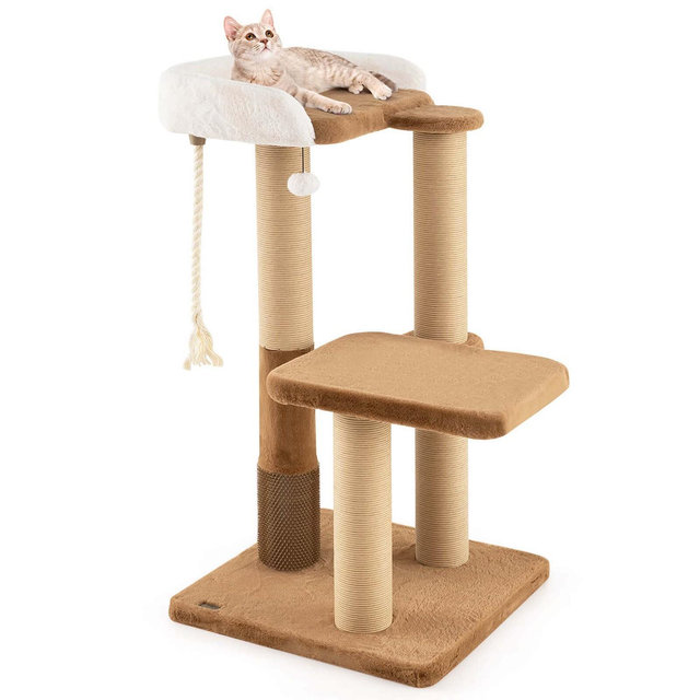 Costway 44" Cat Tree for Indoor with Plush Padded Perch Scratching Posts Jumping Platform