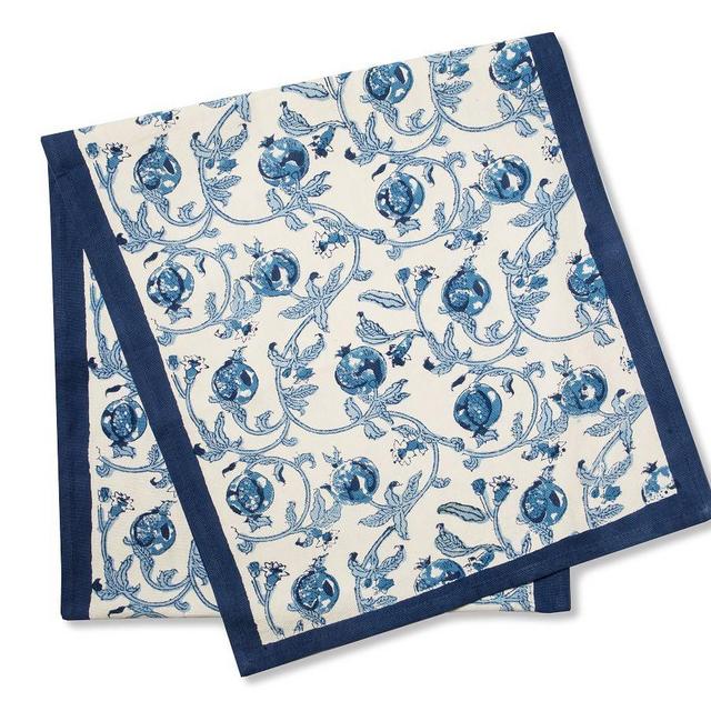 Pomegranate Block Print Table Runner, 16" x 72"