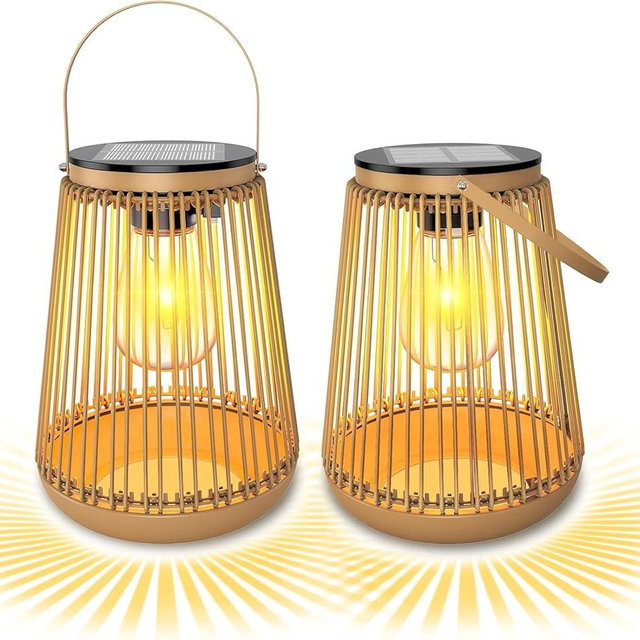 Solar Lanterns, KagoLing Solar Lights Outdoor Waterproof Hanging Hand-Woven Lanterns, Garden Decor Gifts for Women, Outdoor Table Camping Lights for Outside Garden, Yard, Patio, Porch, Trees, 2 Pack