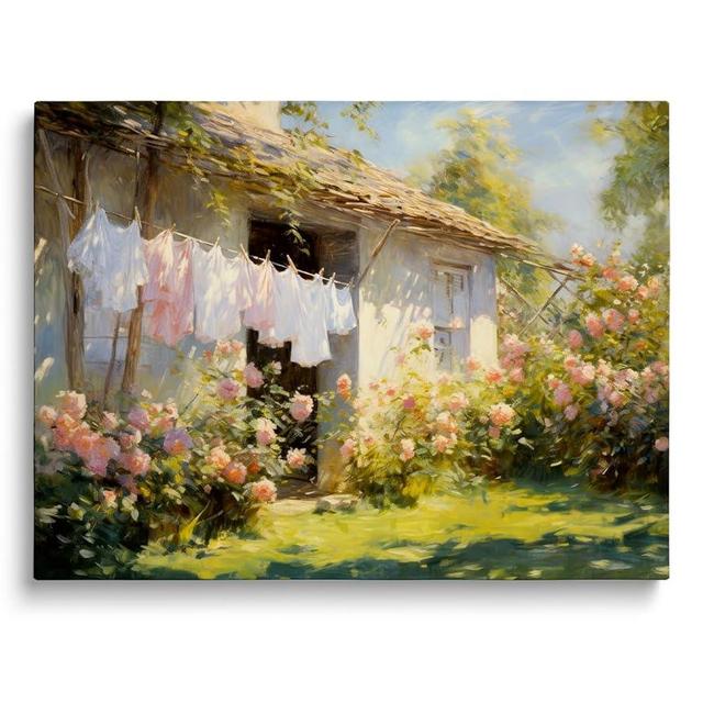 Vintage Farmhouse Decor Painting Laundry Room Painting Wall Art Vintage Muted Pink Rose Garden Painting Farmhouse Artwork Cottage Core Decor Painting Laundry Room Decor 24x36inch Unframed