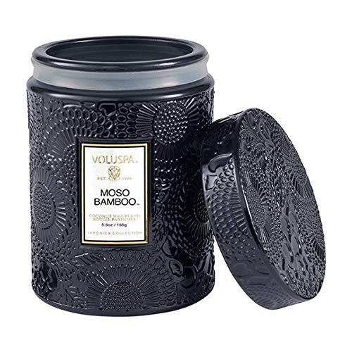 Voluspa Moso Bamboo Candle | 5.5 Oz | Small Glass Jar with Lid | All Natural Wicks and Coconut Wax for Clean Burning