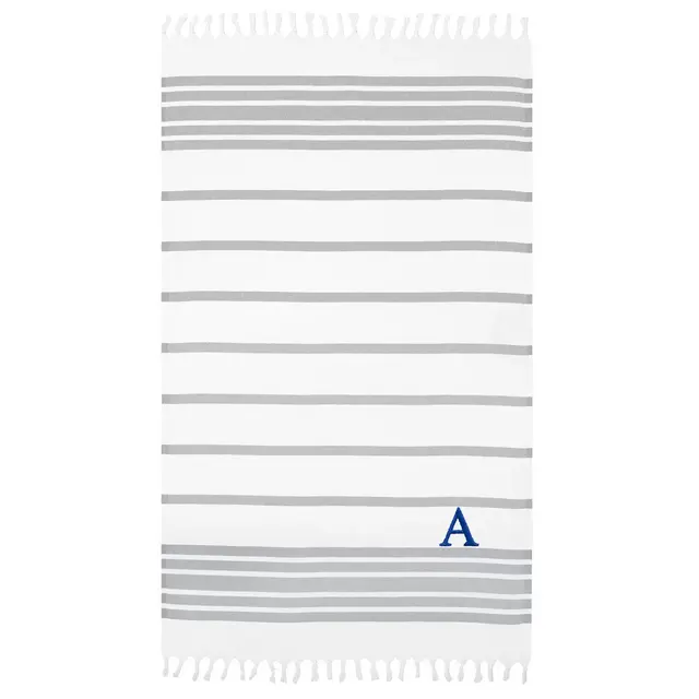 Linum Home Textiles Herringbone Pestemal Beach Towel in Grey/White