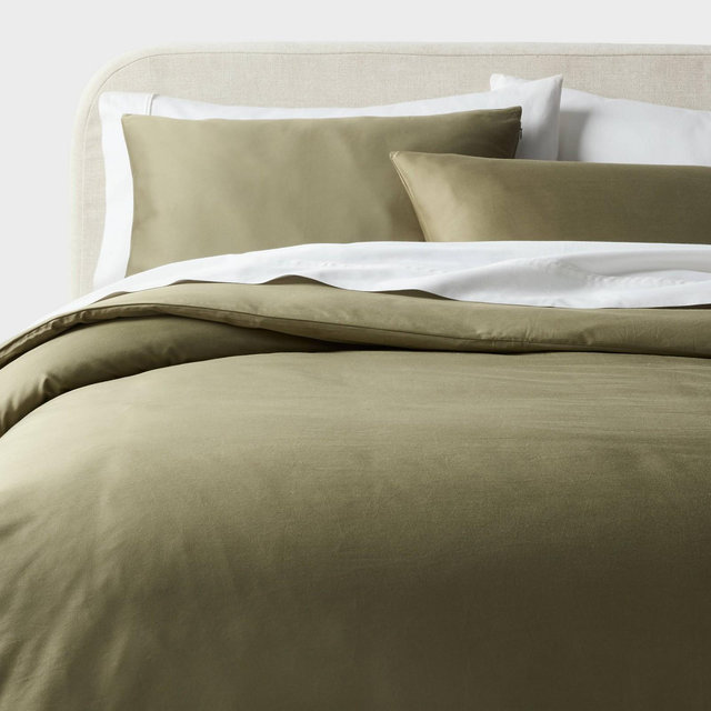King Performance Sateen Duvet Cover and Sham Set Green - Threshold™