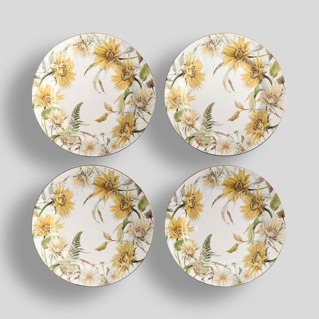 Bedford Harvest Stoneware Round Appetizer Plates, Set of 4 - Multi