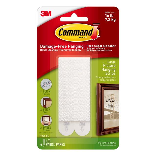 Command Large Sized Picture Hanging Strips (4 Sets of Strips)White