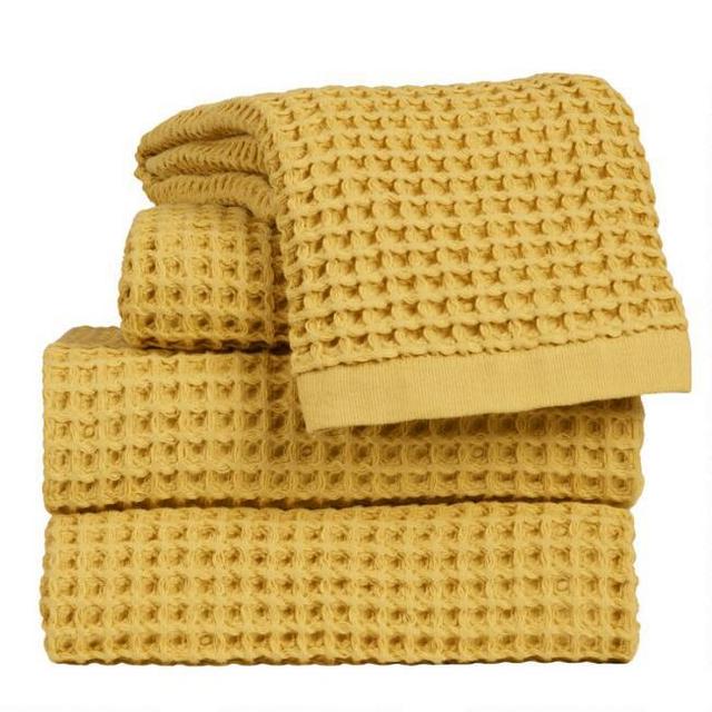 Mustard Waffle Weave Cotton Towels