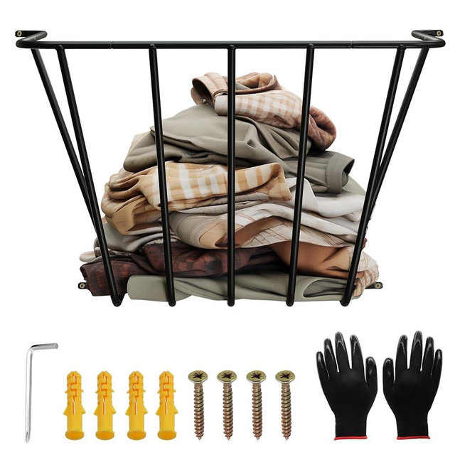 Throw Wall Blanket Holder Large, 28" x 12.2 " x 14.5 " Metal Wall Stuffed Animal Storage Mounted Rack Towel Quilt Blanket Toy Clothes Hanging organizer for Bathroom Living bedroom Huge Capacity