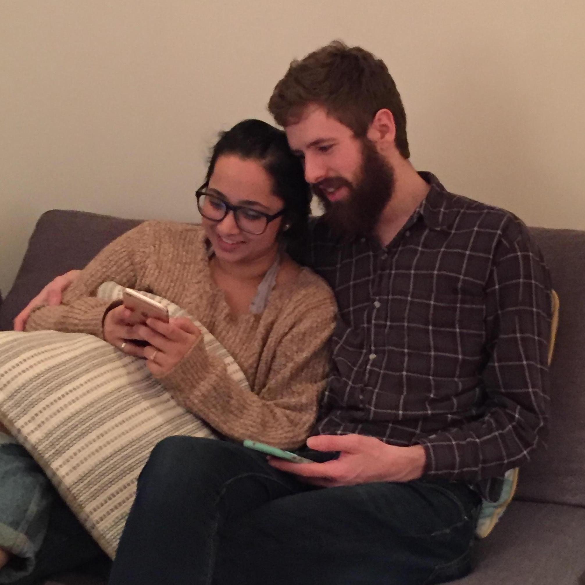 This is us sitting on a different couch.