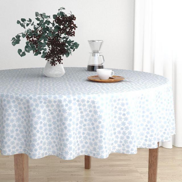 MALAY ROUND TABLECLOTH Soft Grey Flowers