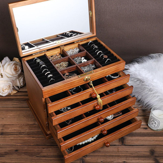Retro Box, Large Jewelry Box, Gift For Women Her, Custom Jewelry Box, Suede Jewelry Box, Wedding Gift, Best Friend Idea, Gift for Mom