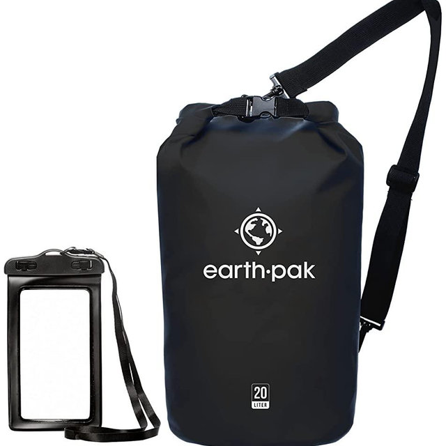 Earth Pak -Waterproof Dry Bag - Roll Top Dry Compression Sack Keeps Gear Dry for Kayaking, Beach, Rafting, Boating, Hiking, Camping and Fishing with Waterproof Phone Case