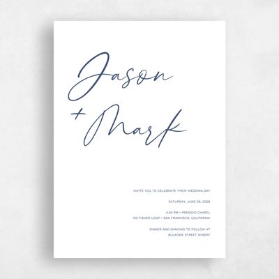 Navy, Blue Wedding Invitation - Nahomi Type Letterpress