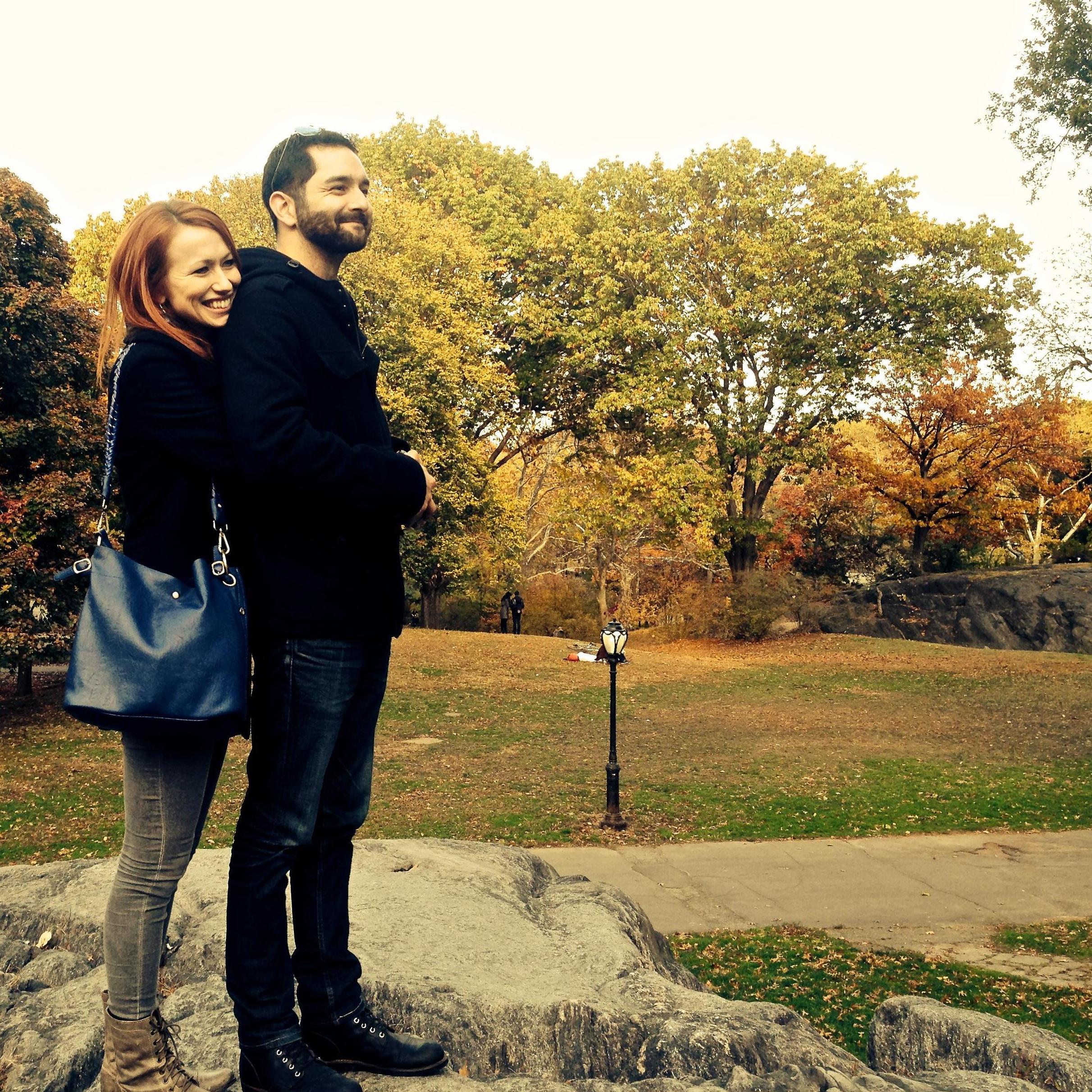 Forced David to pose as we strolled through Central Park in NYC.