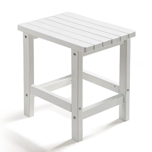 PASAMIC Adirondack Square Side Table, HDPE Outdoor Side Tables, Weather Resistant End Table for Patio, Backyard, Pool, Indoor Companion, Beach, Easy Maintenance (White)