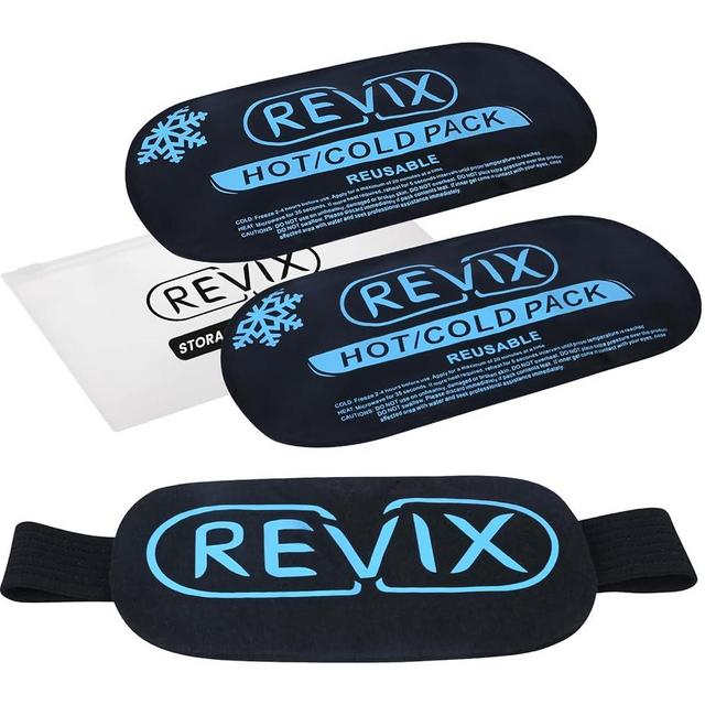 REVIX Gel Ice Packs for Injuries Reusable, 2 Pack Hot and Cold Pack with Adjustable Strap, Ice Pack Wrap for Ankle, Knee, Elbow, Back, Stomach, and Neck Pain Relief