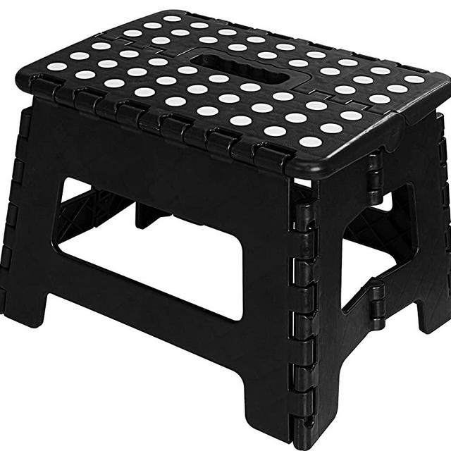 Utopia Home Foldable Step Stool for Kids - 11 Inches Wide and 9 Inches Tall - Black and White - Holds Up to 300 lbs - Lightweight Plastic Design