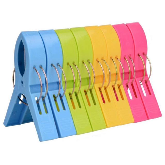 ilyever 8 Pack Fashion Color Beach Towel Clips for Beach Chair or Pool Loungers on Your Cruise-Jumbo Size-Keep Your Towel from Blowing Away,Clothes Lines