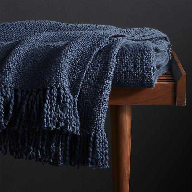 Styles Blue Fringe Throw Blanket