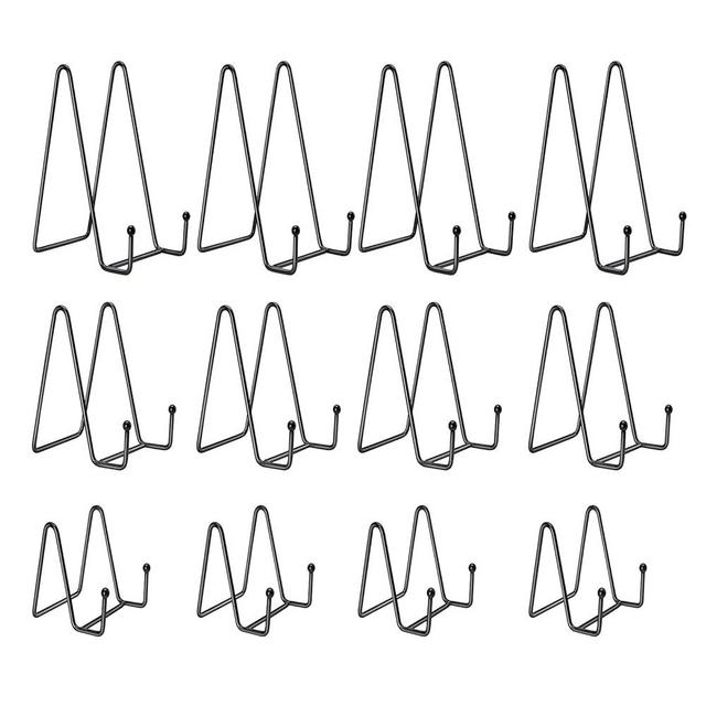 Kruodop 12 Pack Plate Stands for Display, 6 Inch 4 Inch 3 Inch Plate Holder Display Stand, 3 Size Metal Frame Holder Stands for Book, Pictures, Photo Easel, Tabletop Art