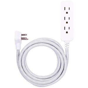 GE Designer Cord Pro Designer Extension Cord with Surge Protection Gray/White (38433)