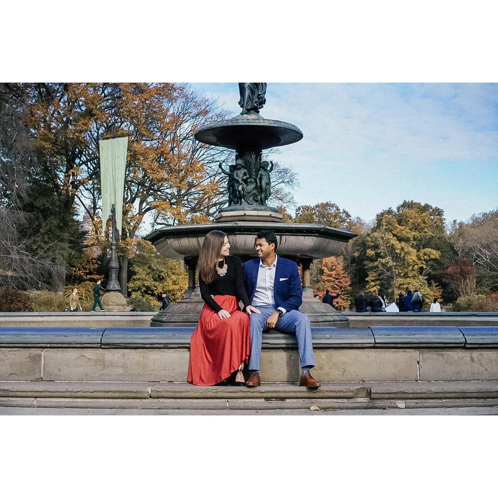 Engagement photo in Central Park, November 2019