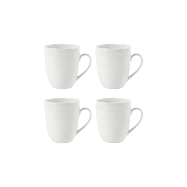 Fitz and Floyd Everyday Whiteware Beaded Mug 4 Piece Set