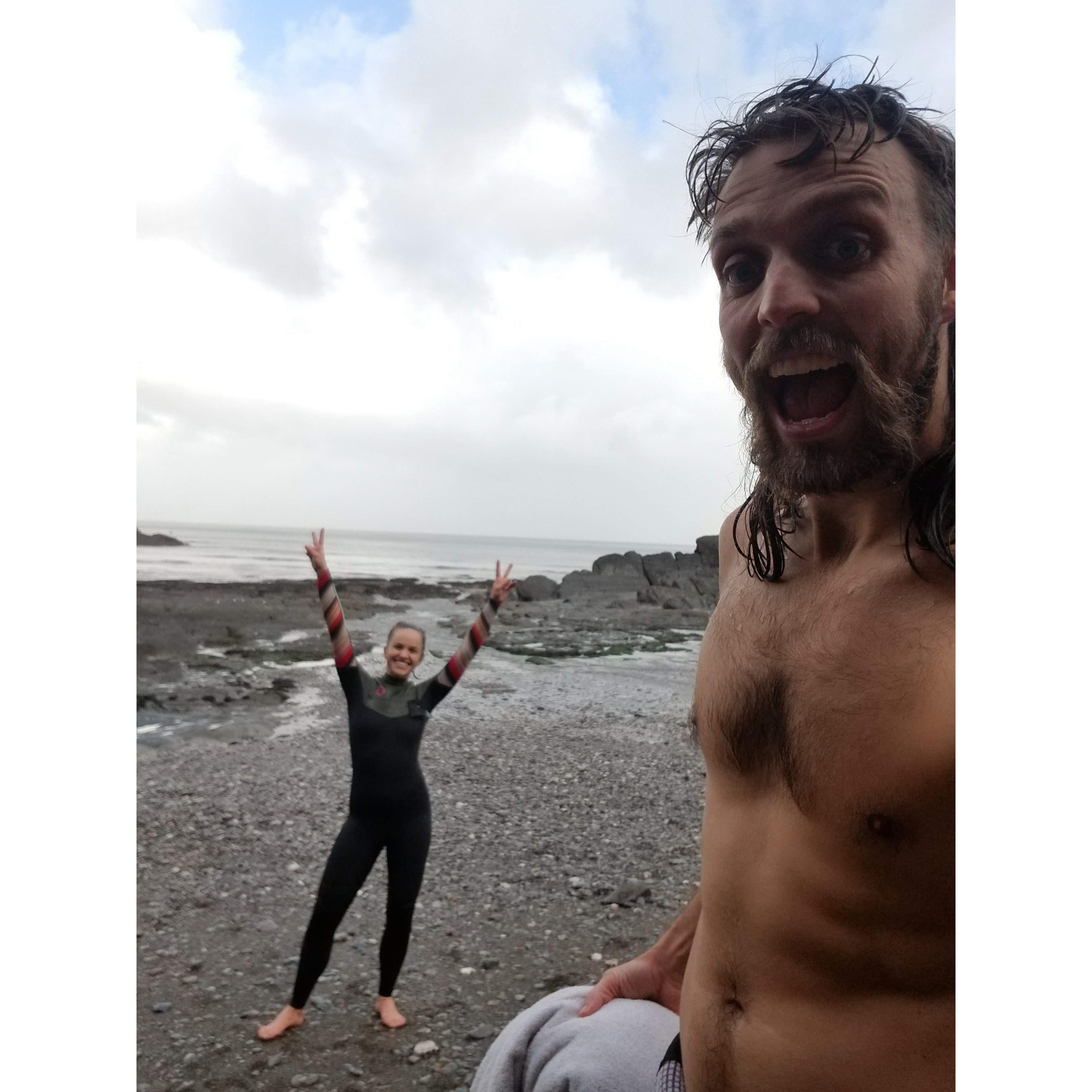 Learning how to surf in Devon, UK