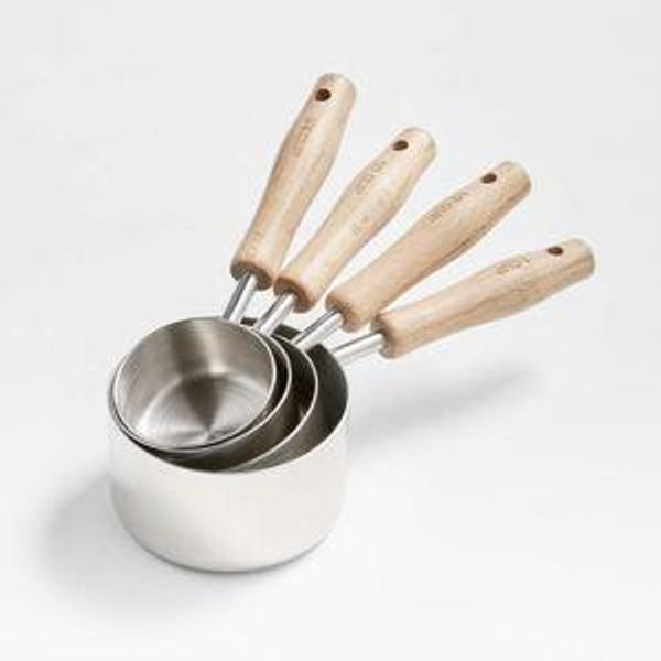 Beechwood and Stainless Steel Measuring Cups and Spoons | Crate & Barrel