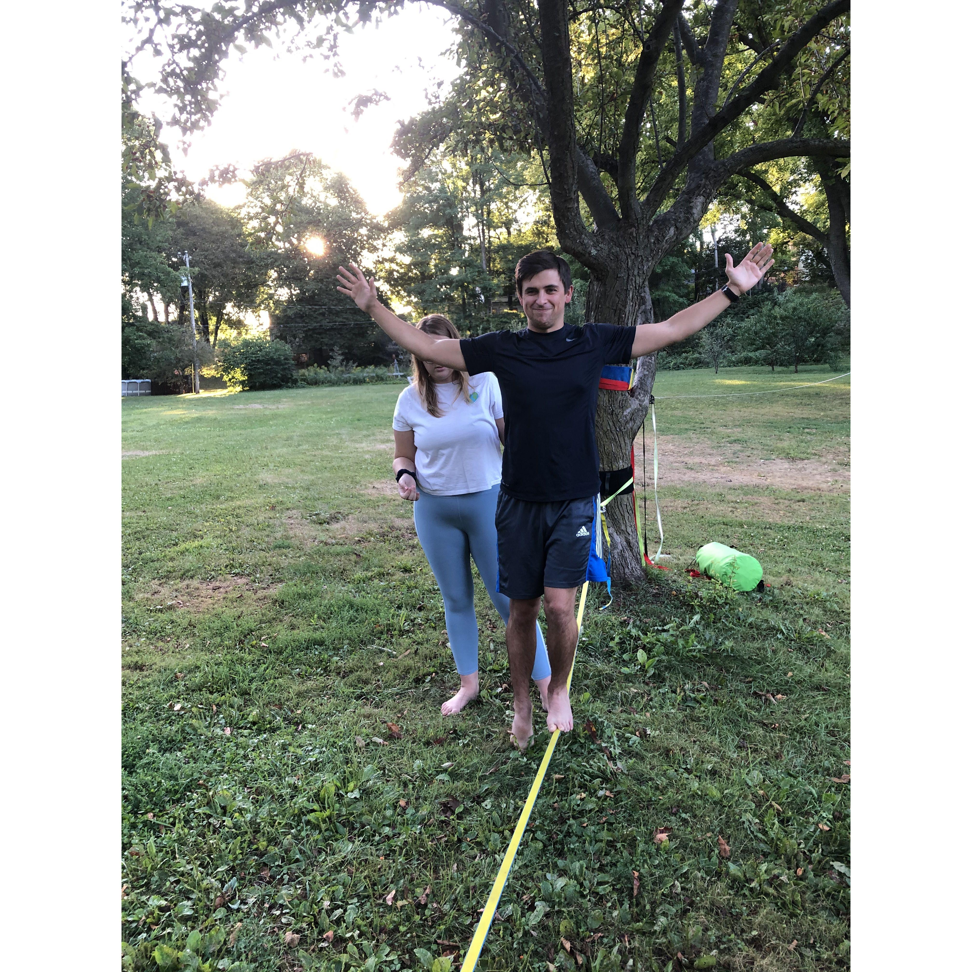 2020 - Our first event post-move to Madison. Slacklining w/ the Madison circus! S/o Cmay for connecting us with her cousin (the actual slackline champion).