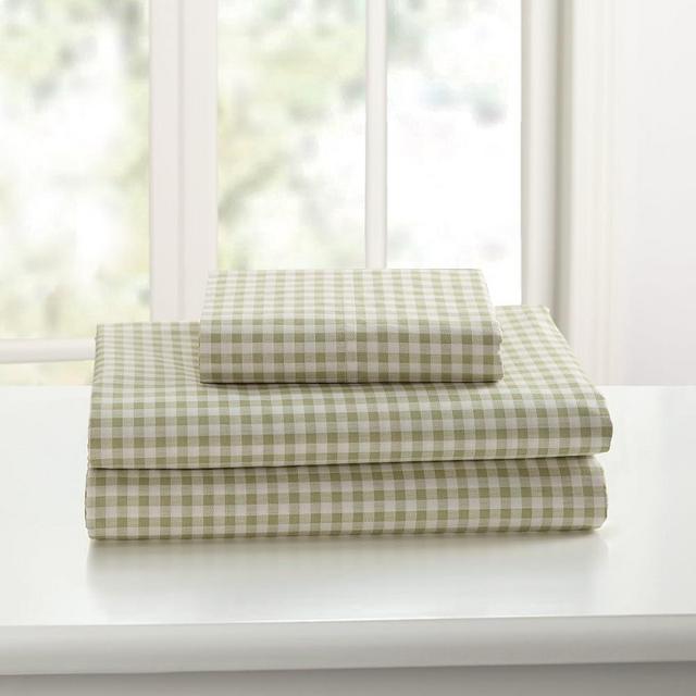 Laurel & Mayfair 250tc 100% Cotton Gingham Print Sheet Set, Full, Green