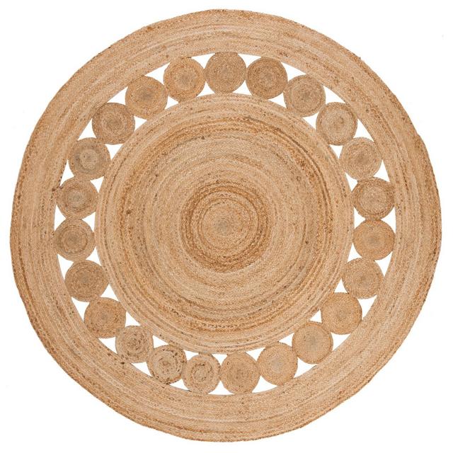 6' Solid Woven Round Area Rug Natural - Safavieh