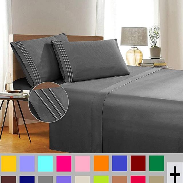 Elegant Comfort 1500 Thread Count Wrinkle & Fade Resistant Egyptian Quality 4-Piece Bed Sheet Set Ultra Soft Luxurious Bed Sheet Set Includes Flat Sheet, Fitted Sheet and 2 Pillowcases