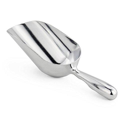 New Star Foodservice 34509 One-Piece Cast Aluminum Round Bottom Bar Ice Flour Utility Scoop, 5-Ounce, Silver